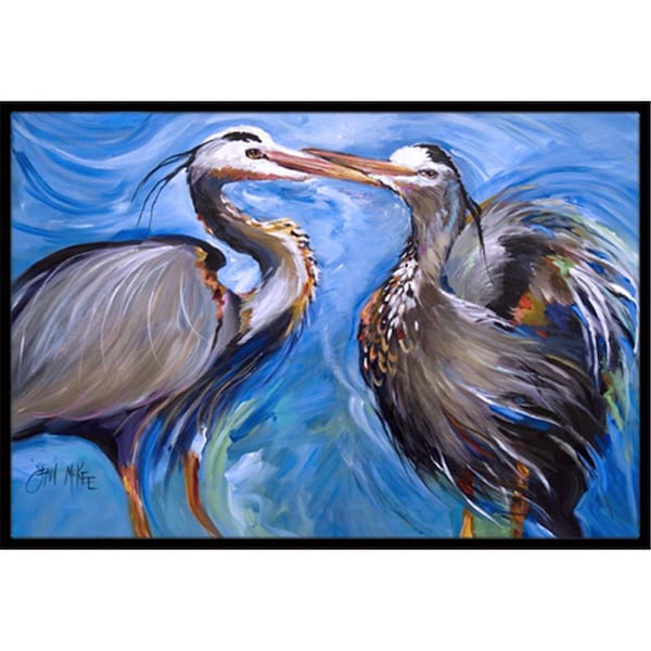 Carolines Treasures Blue Heron Love Indoor and Outdoor Mat- 18 x 27 in. JMK1011MAT - main